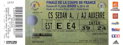 Billet entier CS Sedan vs AJ Auxerre du 4 juin 2005