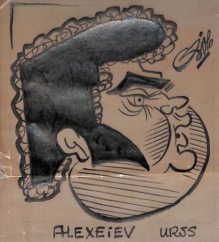 Caricature originale de Vassili ALEXEI&#776;EV (URSS)