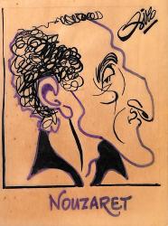 CARICATURE ORIGINALE DE ROBERT NOUZARET (OLYMPIQUE LYONNAIS, FC GEUGNON, MONTPELLIER)