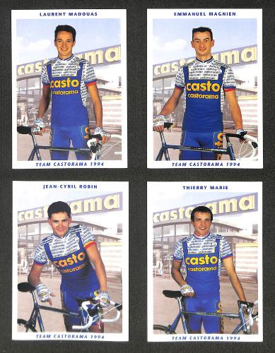 ENSEMBLE DE 35 CARTES PHOTO AVEC 18 COUREURS DIFFÉRENTS DE L'ÉQUIPE CASTORAMA 1994