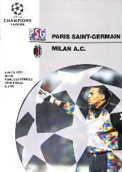 PROGRAMME OFFICIEL CHAMPIONS LEAGUE PARIS SAINT-GERMAIN VS AC MILAN DU 5 AVRIL 1995