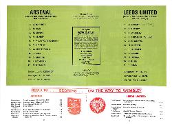 PROGRAMME OFFICIEL FINALE FA CUP ARSENAL FC VS LEEDS UNITED DU 6 MAI 1972