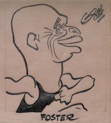 Caricature originale de Charles FOSTER (USA) Athlétisme