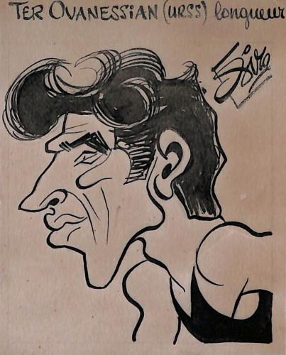 Caricature originale d'Igor TER-OVANESSIAN (URSS) Athlétisme