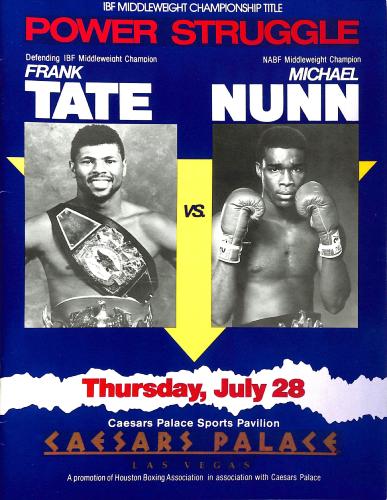 PROGRAMME OFFICIEL DU COMBAT ENTRE TATE ET NUNN LE 28 JUILLET 1988