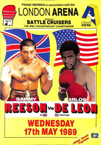 PROGRAMME OFFICIEL DU COMBAT ENTRE REESON ET DE LEON LE 17 MAI 1989
