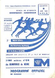 PROGRAMME OFFICIEL 2E MEETING INTERNATIONAL ATHLÉTISME 1982