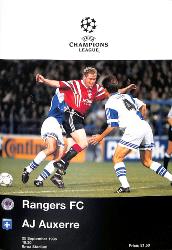 PROGRAMME OFFICIEL CHAMPIONS LEAGUE GLASGOW RANGERS VS AJ AUXERRE DU 25 SEPTEMBRE 1996