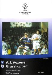 PROGRAMME OFFICIEL CHAMPIONS LEAGUE A.J. AUXERRE VS GRASSHOPPER ZURICH DU 16 OCTOBRE 1996