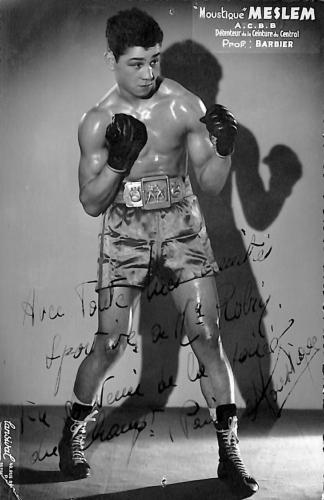 Carte photo dédicacée par «Moustique» Meslem.