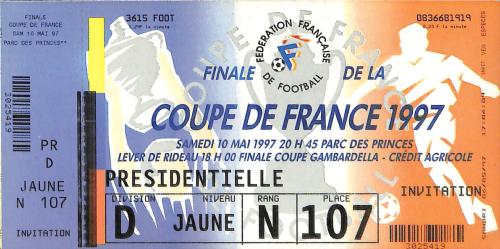 Billet entier OGC Nice vs EA Guingamp du 10 mai 1997