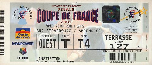 Billet RC Strasbourg vs Amiens SC du 26 mai 2001