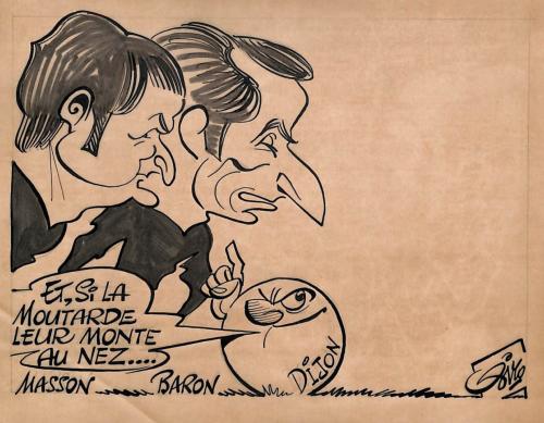 CARICATURE ORIGINALE DE MASSON ET BARON (DIJON FOOTBALL CÔTE D'OR)