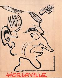 CARICATURE ORIGINALE DE DANIEL HORLAVILLE (FC ROUEN, PARIS FC)