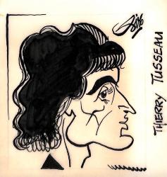 CARICATURE ORIGINALE DE THIERRY TUSSEAU (FC NANTES, STADE DE REIMS, GIRONDINS DE BORDEAUX)