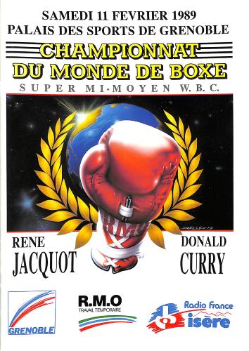 PROGRAMME OFFICIEL DU CHAMPIONNAT DU MONDE ENTRE JACQUOT ET CURRY LE 11 FÉVRIER 1989