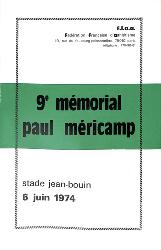 PROGRAMME OFFICIEL ATHLÉTISME 9E MÉMORIAL PAUL MÉRICAMP 1974