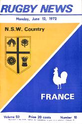 PROGRAMME OFFICIEL DU MATCH N.S.W. COUNTRY VS FRANCE DU 12 JUIN 1972