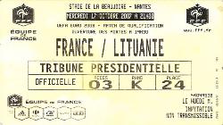 Billet France vs Lituanie du 17 octobre 2007