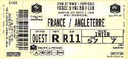 Billet entier France vs Angleterre du 26 mars 2008