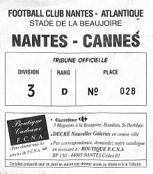 Billet FC Nantes vs AS Cannes saison 1994/1995
