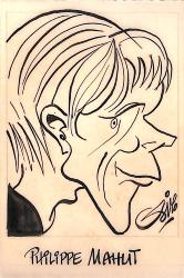 CARICATURE ORIGINALE DE PHILIPPE MAHUT (FC METZ, LE HAVRE, RC PARIS, AS SAINT-ETIENNE, QUIMPER FC)