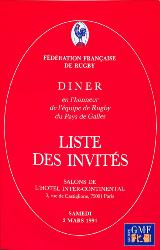 Programme officiel VIP du match France vs Pays de Galles du 2 mars 1991