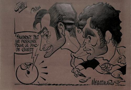 CARICATURE ORIGINALE DE PROU ET MEGGIOLARO (AAJ BLOIS)