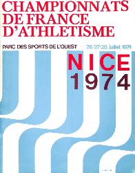 PROGRAMME OFFICIEL CHAMPIONNATS DE FRANCE ATHLÉTISME 1974