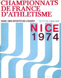 PROGRAMME OFFICIEL CHAMPIONNATS DE FRANCE ATHLÉTISME 1974