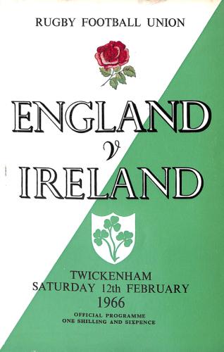 PROGRAMME OFFICIEL DU MATCH ANGLETERRE VS IRLANDE DU 12 FÉVRIER 1966