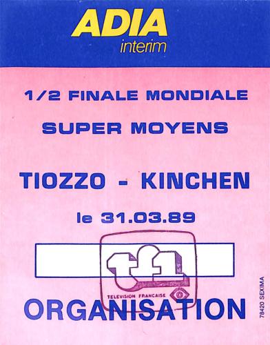 BILLET DU COMBAT ENTRE TIOZZO ET KINCHEN LE 31 MARS 1989
