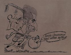 CARICATURE ORIGINALE DE SCHMIT ET LASSALETTE (SOCHAUX)
