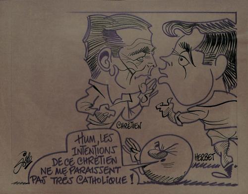 CARICATURE ORIGINALE DE CHRÉTIEN ET HERBET (FC NANCY)