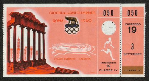 BILLET DES JEUX OLYMPIQUES DE ROME 1960 