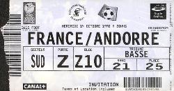 Billet France vs Andorre du 14 octobre 1998