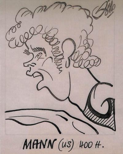 Caricature originale de Ralph MANN (USA) Athlétisme
