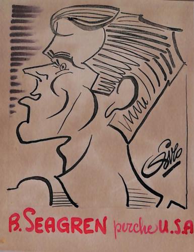 Caricature originale de Bob SEAGREN (USA) Athlétisme