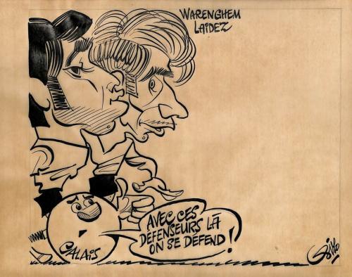 CARICATURE ORIGINALE DE WARENGHEM ET LAIDEZ (RUFC CALAIS)