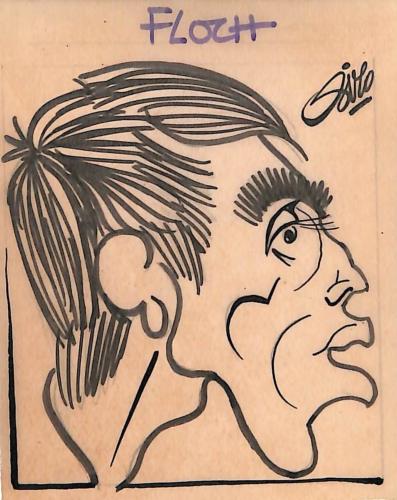 CARICATURE ORIGINALE DE LOUIS FLOCH (STADE RENNAIS, STADE BRESTOIS, AS MONACO)