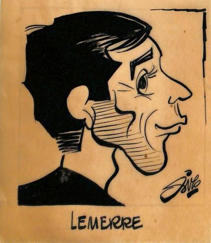 CARICATURE ORIGINALE DE ROGER LEMERRE (CS SEDAN ARDENNES, FC NANTES, AS NANCY, RC LENS)