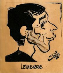 CARICATURE ORIGINALE DE ROGER LEMERRE (CS SEDAN ARDENNES, FC NANTES, AS NANCY, RC LENS)