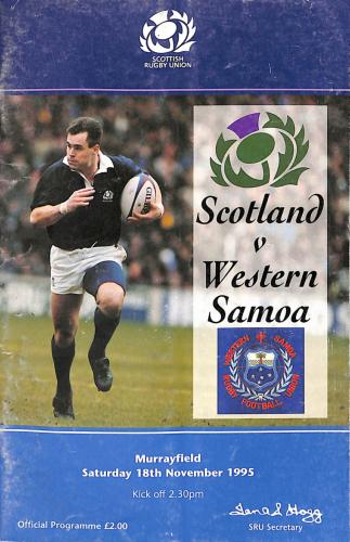 Programme officiel du match Écosse vs Samoa du 18 novembre 1995