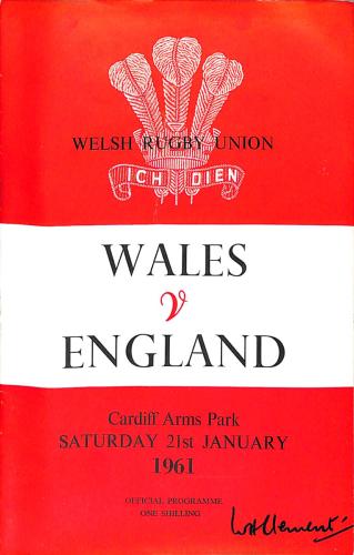 PROGRAMME OFFICIEL DU MATCH PAYS DE GALLES VS ANGLETERRE DU 21 JANVIER 1961