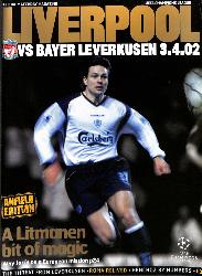 PROGRAMME OFFICIEL DU MATCH LIVERPOOL VS BAYER LEVERKUSEN DU 3 AVRIL 2002