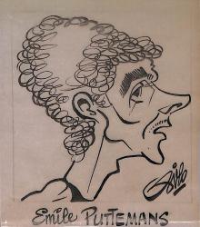 Caricature originale d'Emiel (Emile) PUTTEMANS (BEL) Athlétisme