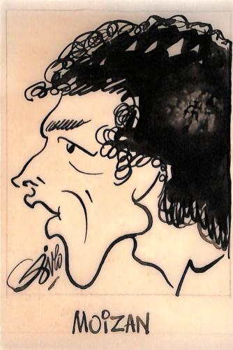 CARICATURE ORIGINALE D'ALAIN MOIZAN (AS MONACO, OLYMPIQUE LYONNAIS, AS SAINT-ETIENNE, SC BASTIA, AS 