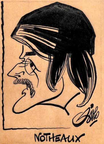 CARICATURE ORIGINALE DE DIDIER NOTHEAUX (FC ROUEN, RC LENS)