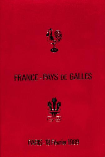 Programme officiel VIP du match France vs Pays de Galles du 18 février 1989