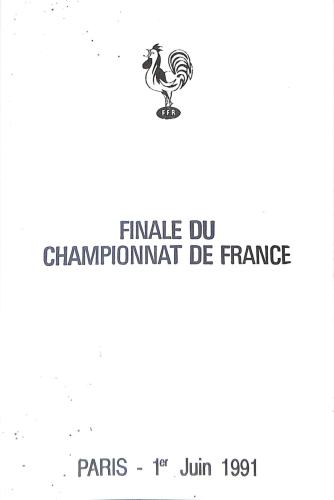 Programme officiel VIP de la Finale du Championnat de France 1991